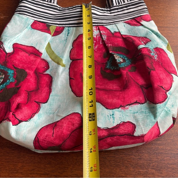 Handmade Reversible Unique Floral Striped Shoulder Hobo Bag Purse OOAK Boho - Picture 10 of 13